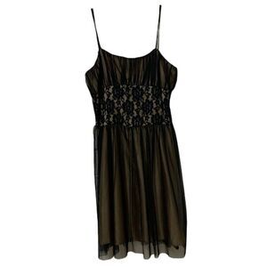 Connected Vintage Black Tulle Cocktail Dress Womens Size 10 Petite Lace